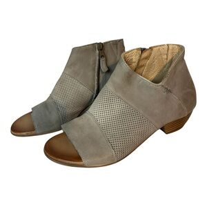 Miz Mooz Leather Peep-Toe Booties Clermont Glacier Women’s Size US 9-9.5 EU
